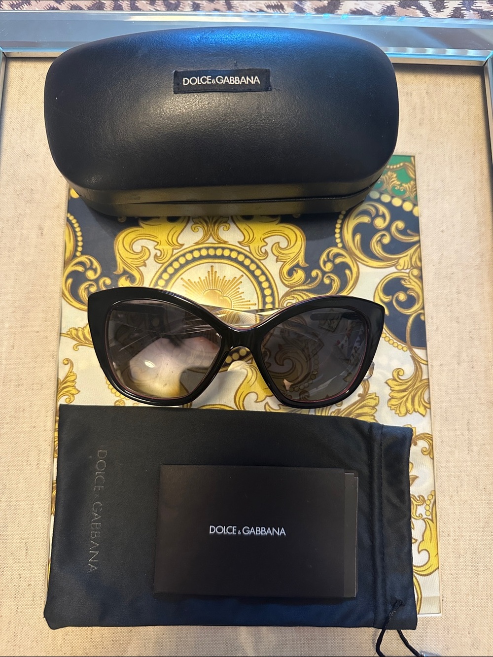 Dolce & Gabbana Black Pink and Clear Oversized Cat-Eye Sunglasses